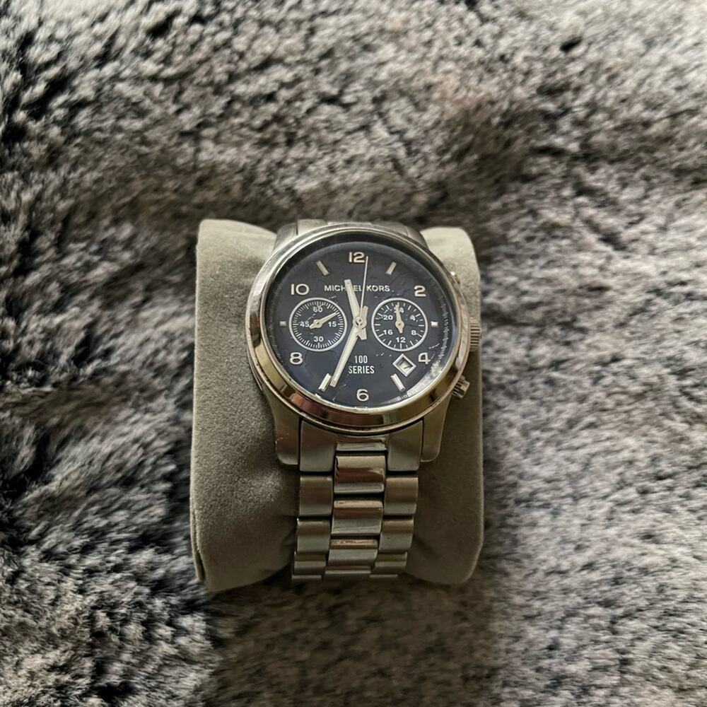 Vintage Michael Kors Watch Y2K World Hunger Limited Edition Silver Blue Charity